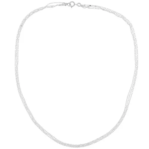 Collana triplo filo maglia forzatina perle cubi 1.2mm Argento 925 x42 cm