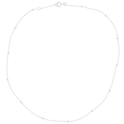 Girocollo catena maglia forzatina alterna perle tonde 2.5 mm- Argento 925 x42 cm