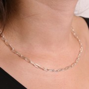 Girocollo catena maglia rettangolo limata 3.7- Argento 925 x42 cm