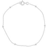 Bracciale maglia forzatina alternata perle tonde 2.5 mm- Argento 925 x19cm