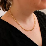 Girocollo maglia rettangolo limata 5.6 mm - Placcato oro 3 micron x42 cm