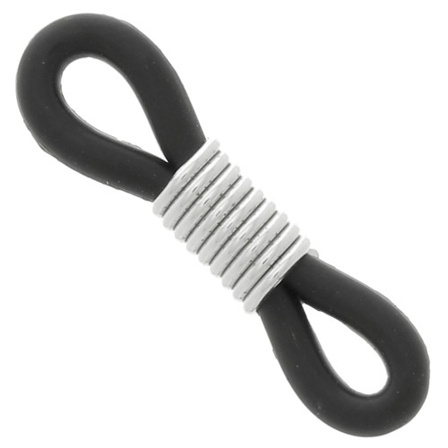 Laccetti per Occhiali a molla Nero/Argentato x4