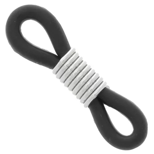 Laccetti per Occhiali a molla Nero/Argentato x4