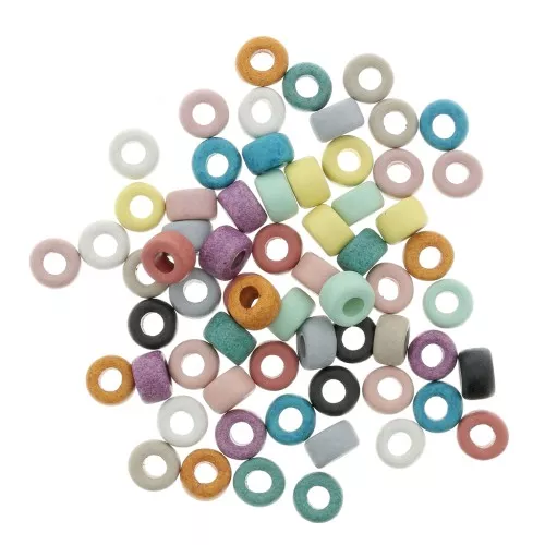 Perle tubi stile Heishi in ceramica 9x5.5 mm - Multicolore mat x65