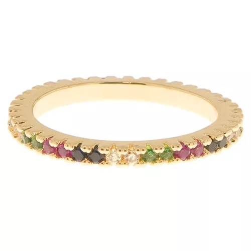 Anello sottile con Ossido di zirconio - misura 53 - Oro - Multicolore x1