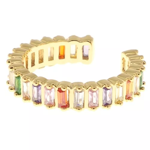 Anello regolabile con Ossido di zirconio grande - Oro - Multicolore x1