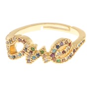 Anello regolabile - Motivo One con Ossido di zirconio - Oro - Multicolore x1|raw }}