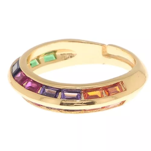 Anello regolabile con Ossido di zirconio - Dorato - Multicolore x1