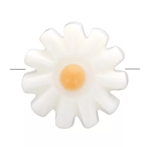 Perle fiori margherita 10 mm in madreperla - Bianco - Arancione x1