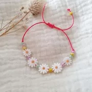 Perle fiori margherita 10 mm in madreperla - Bianco - Arancione x1