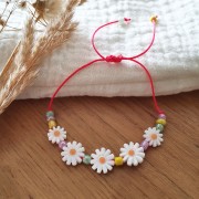 Perle fiori margherita 12 mm in madreperla - Bianco - Arancione x1