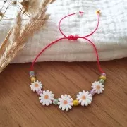 Perle fiori margherita 12 mm in madreperla - Bianco - Arancione x1