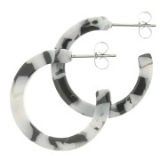 Orecchini cerchio in acetato di cellulosa 25mm Squama di tartaruga Nero bianco x2