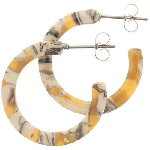 Orecchini cerchio in acetato di cellulosa 25mm Squama di tartaruga Ocra bianco x2