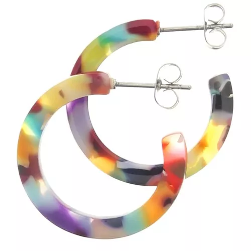 Orecchini cerchio in acetato di cellulosa 25mm Squama di tartaruga Multicolore x2