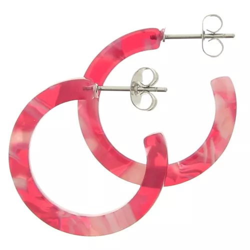 Orecchini cerchio in acetato di cellulos 25mm Squama di tartaruga Rosso bianco x2
