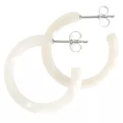Orecchini cerchio in acetato di cellulosa 25mm Squama di tartaruga Bianco x2