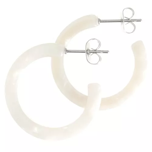 Orecchini cerchio in acetato di cellulosa 25mm Squama di tartaruga Bianco x2