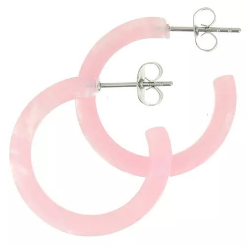 Orecchini cerchio in acetato 25mm Squama di tartaruga Rosa chiaro madreperla x2