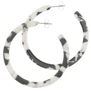 Orecchini cerchio in acetato di cellulosa 50mm Squama di tartaruga Bianco nero x2