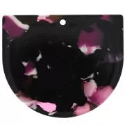 Bianco - Pendente mezza-luna in acetate 29x34 mm - Squama di tartaruga Prugna - bianco x1 Pendente mezza-luna in acetate 29x34 mm - Squama di tartaruga Prugna - bianco x1