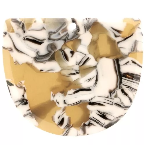 Pendente mezza-luna in acetate 29x34 mm - Squama di tartaruga Ocra - Bianco x1