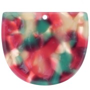 Pendente mezza-luna in acetate 29x34 mm - Squama di tartaruga Rosso-bianco - Verde