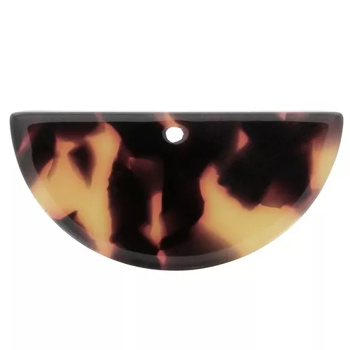 Pendente mezza-luna in acetate 15x30.5 mm -Tartaruga - Marrone - Nero x1