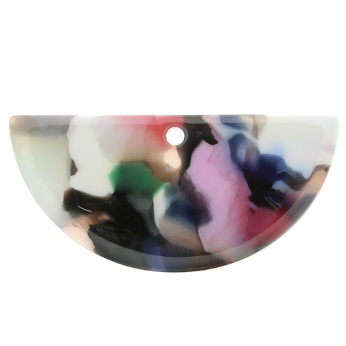 Pendente mezza-luna in acetate 15x30.5 mm -Tartaruga - Multicolore x1