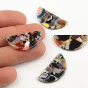 Pendente mezza-luna in acetate 15x30.5 mm -Tartaruga - Multicolore x1