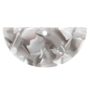 Pendente mezza-luna in acetate 15x30.5 mm -Tartaruga - Grigio - Marrone x1