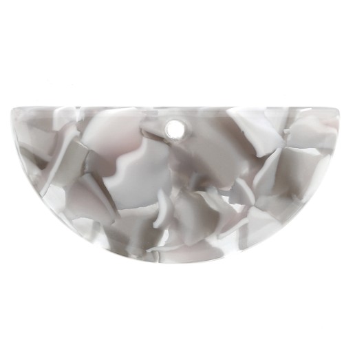 Pendente mezza-luna in acetate 15x30.5 mm -Tartaruga - Grigio - Marrone x1