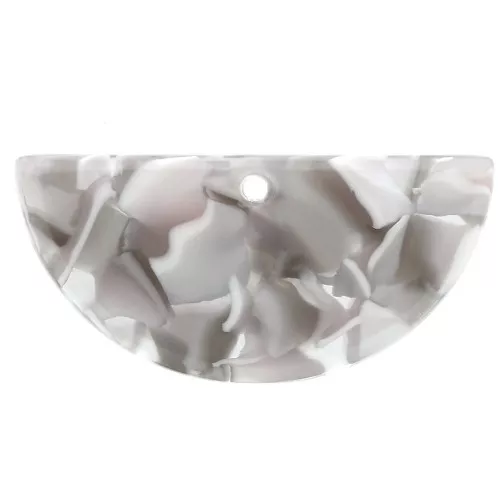 Pendente mezza-luna in acetate 15x30.5 mm -Tartaruga - Grigio - Marrone x1