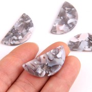 Pendente mezza-luna in acetate 15x30.5 mm -Tartaruga - Grigio - Marrone x1