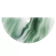Pendente mezza-luna in acetate 15x30.5 mm - Marmorizzato Verde - bianco x1