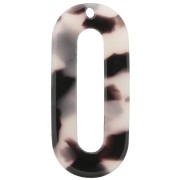 Pendente ovale scavato in acetate 30x13 mm - Tartaruga- Beige - Nero x1