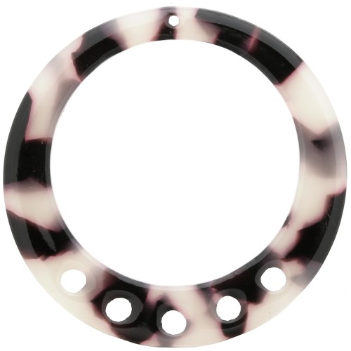 Pendente- candeliere scavato 36 mm in acetato tartaruga Beige - Nero x1