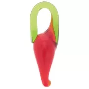 Ciondoli pimiento in vetro 20x10 mm - Rosso - Verde x4