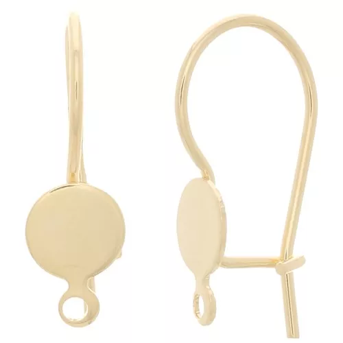 Ganci per le orecchie - 6 mm cabochon con anello chiuso - Placcato oro x2