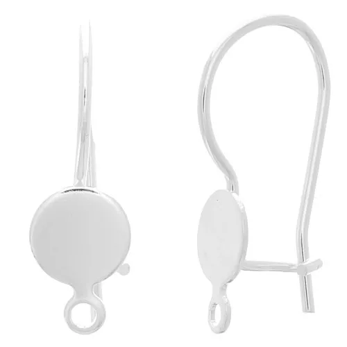 Ganci per le orecchie - 6 mm cabochon con anello chiuso - Argento x2