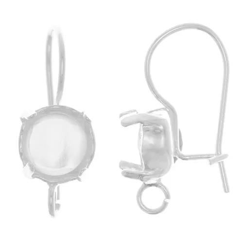 Ganci porta cabochon con anello aperto 1028-1088 8 mm - Argento x2