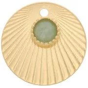 Charm tondo effetto pieghettato 15mm per cabochon 4mm - placcato oro x1