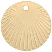 Charm tondo effetto pieghettato 15mm per cabochon 4mm - placcato oro x1