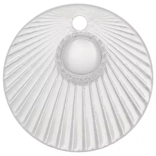 Ciondolo rotondo con effetto pieghettato 15 mm per cabochon 4 mm - Placcatura argento fino x1