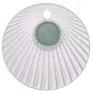 Ciondolo rotondo con effetto pieghettato 15 mm per cabochon 4 mm - Placcatura argento fino x1