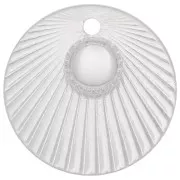 Ciondolo rotondo con effetto pieghettato 15 mm per cabochon 4 mm - Argento 925 x1