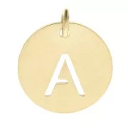 Ciondolo tondo 12 mm - lettera A - con anello - acciaio inossidabile 304 dorato x1