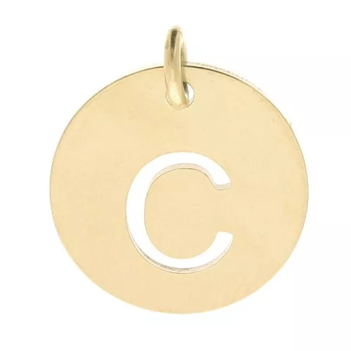 Ciondolo tondo 12 mm - lettera C - con anello - acciaio inossidabile 304 dorato x1