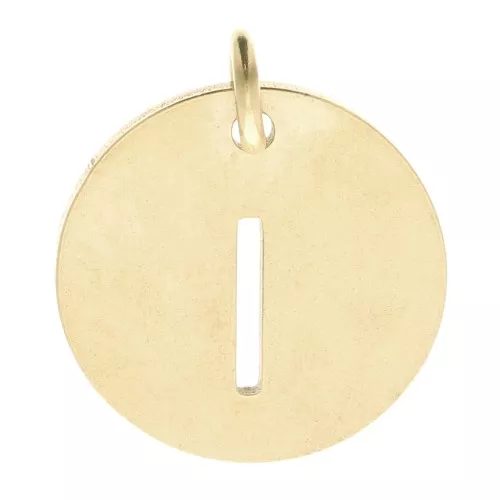 Ciondolo tondo 12 mm - lettera I - con anello - acciaio inossidabile 304 dorato x1