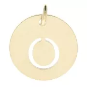Ciondolo tondo 12 mm - lettera O - con anello - acciaio inossidabile 304 dorato x1